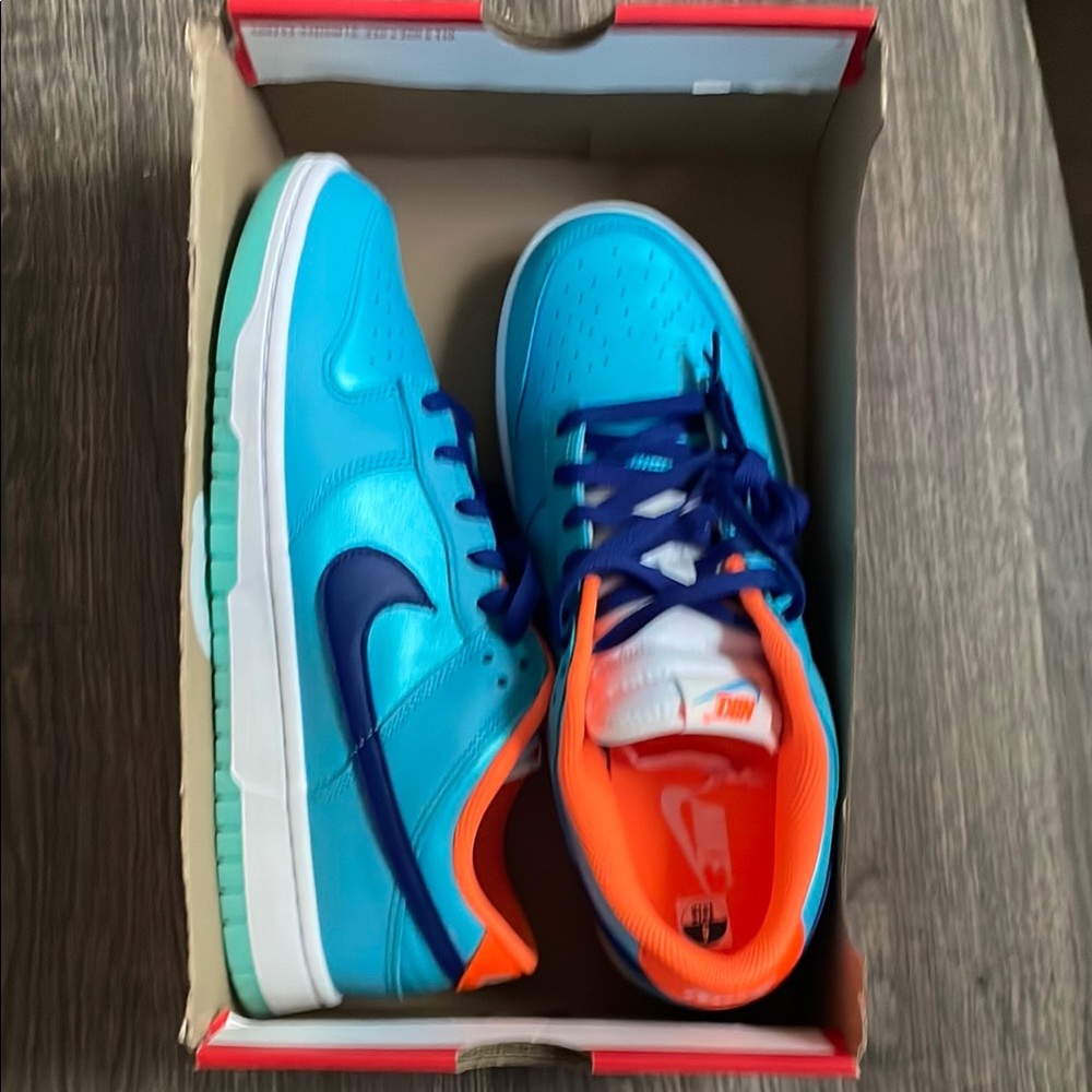 Nike Blue and Orange Low-Top Sneakers